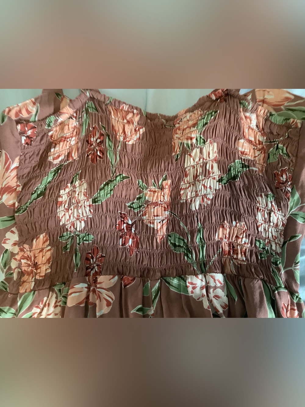 AUW Mauve-Pink Floral Spaghetti-Strap Midi Dress - Picture 4 of 6